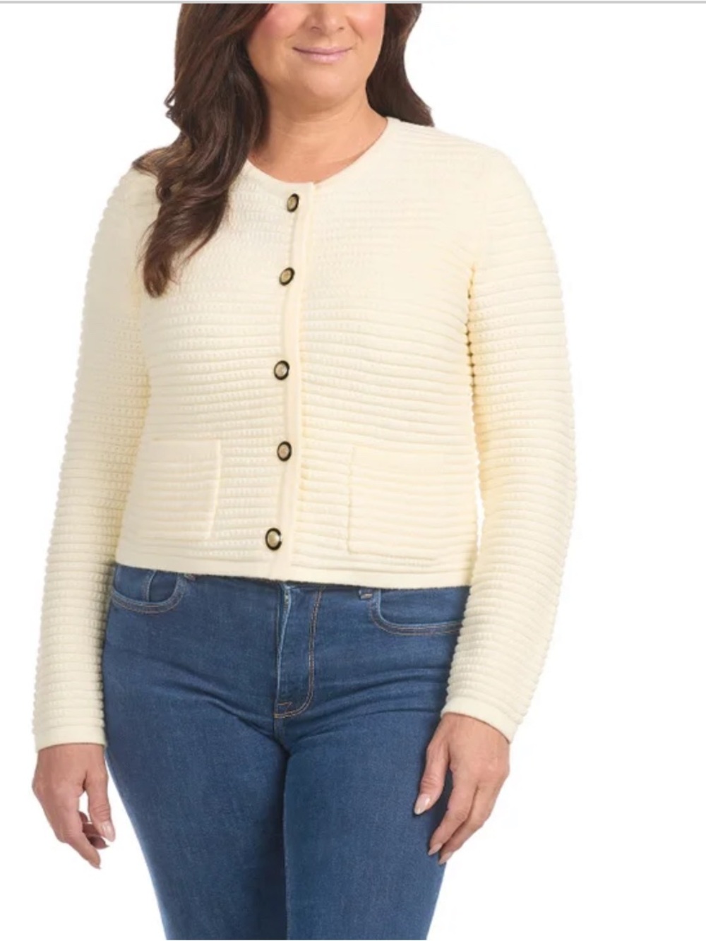 🖤 Hilary Radley Women’s Button-Front Cardigan | Textured Knit | Gold Buttons 🖤
